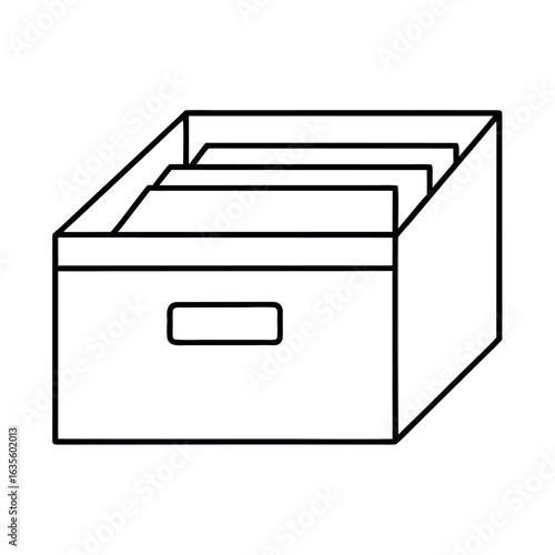 Minimalist outline of a storage box for archiving and organization