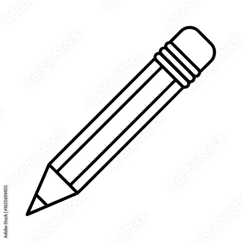 Minimalist sharp pencil with eraser end vector illustration
