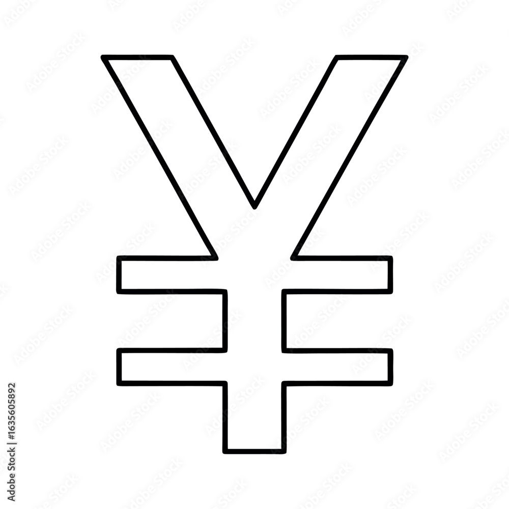 Obraz premium Clean outline yen symbol design element