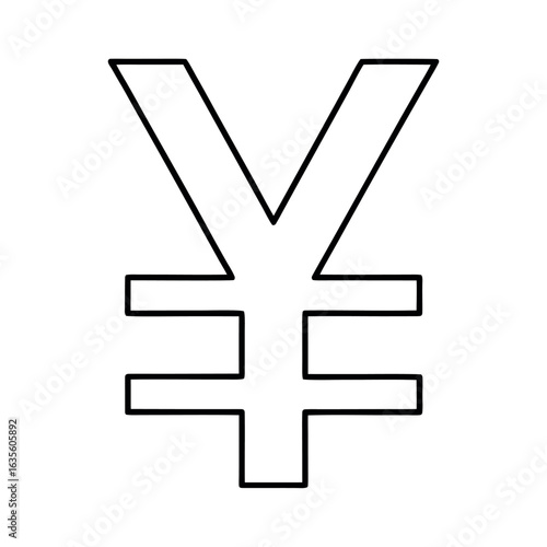 Clean outline yen symbol design element
