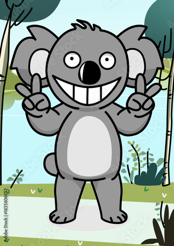 Illustration of a koala in the park