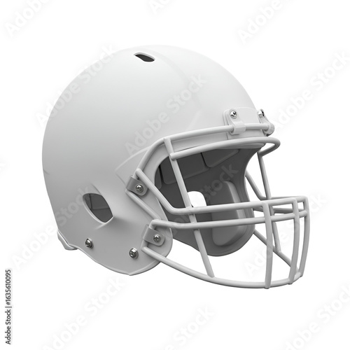 White Football Helmet Isolated on Transparent Background 3D Render