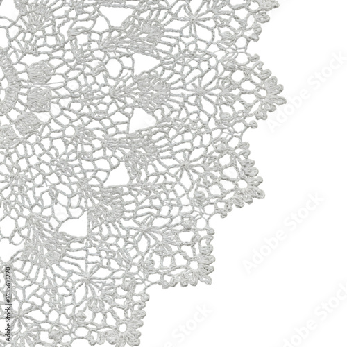 White Lace Doily Detail Isolated on Transparent Background Photo