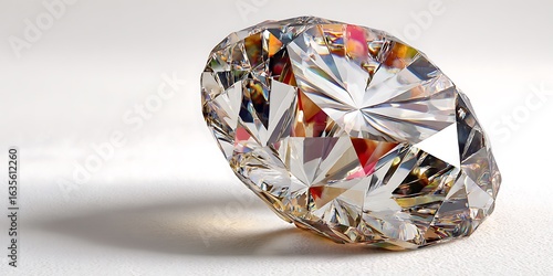 Dazzling Clear Diamond Gemstone on White Background