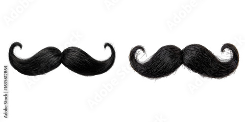 Fake black mustache isolated on a transparent background 
