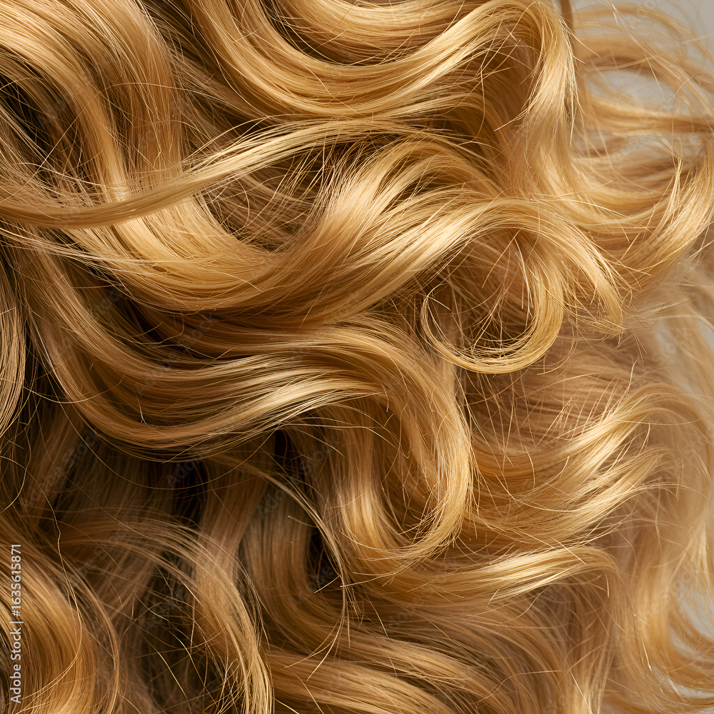 Naklejka premium Realistic Photo of Wavy Golden Hair with Light Reflections
