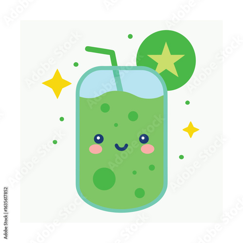 Kawaii Kiwi Soda with Star Bubbles