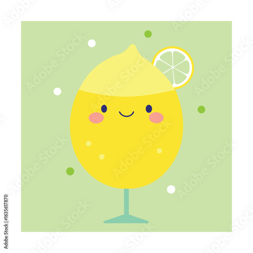 Kawaii Lemon Soda Bubbly Cartoon Art