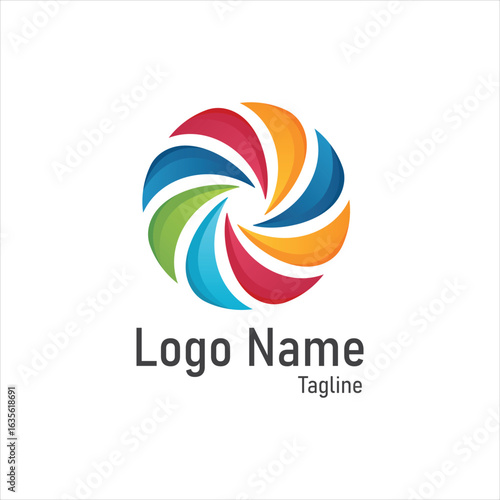 Colorful Swirl Logo for a Creative Company – Vibrant Abstract Branding Vector Design