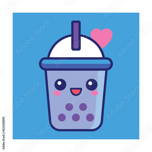 Wallpaper Mural Adorable Bubble Tea with Blue Heart and Pearls Torontodigital.ca