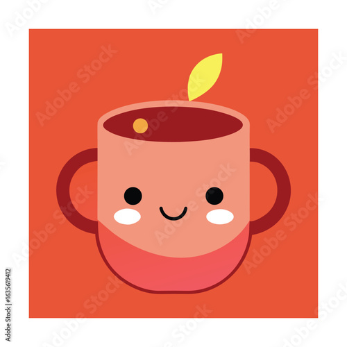 Kawaii Cinnamon Spice Tea in Smiling Mug with Cozy Vibe