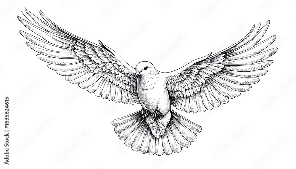 Obraz premium Graceful white dove in flight