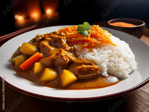 Photorealistic Close-up: Classic Home-Style Japanese Curry Rice

