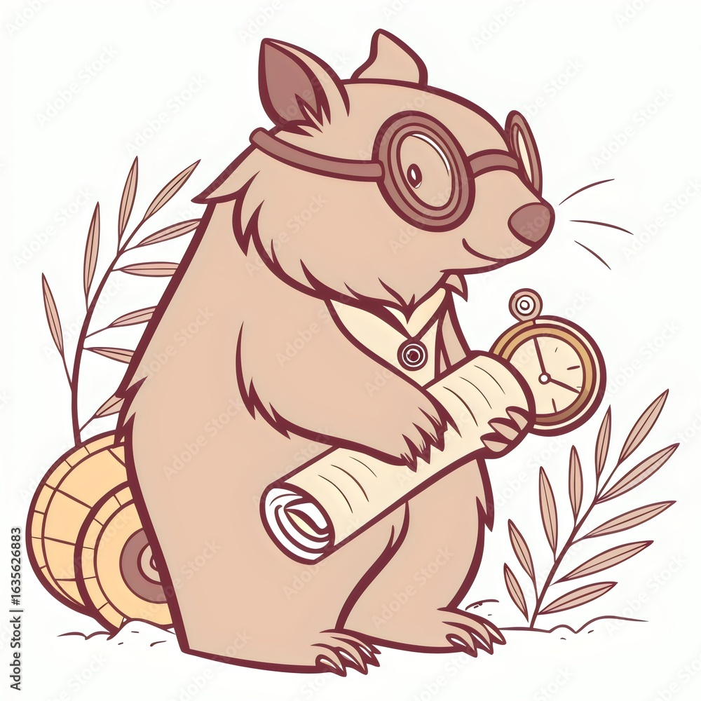 Fototapeta premium Professor Wombat: Time-Travelling Scholar