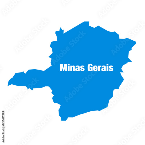 Minas Gerais State of Brazil vector map in blue color
