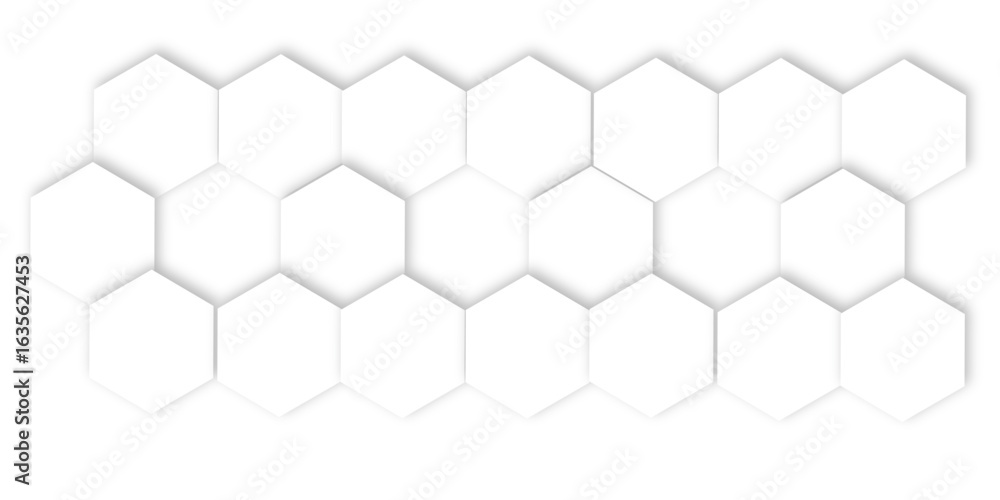 Fototapeta premium Elegant 3D White Light Geometric Technology Structure with Polygonal Honeycomb Details, Abstract Visuals, and Luxury Pattern Design Elements for a Contemporary High-Tech Background
