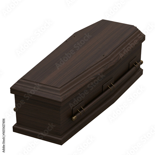 Wooden Coffin Illustration Dark Brown Surface Isolated On Transparent Background