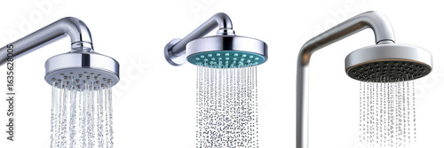 A shower with flowing water drop