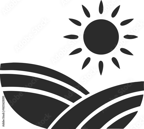 Sunlit Fields: A minimalistic image depicts rolling fields bathed in sunlight. 