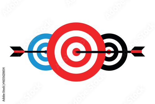 Three variations of a target with an arrow design
