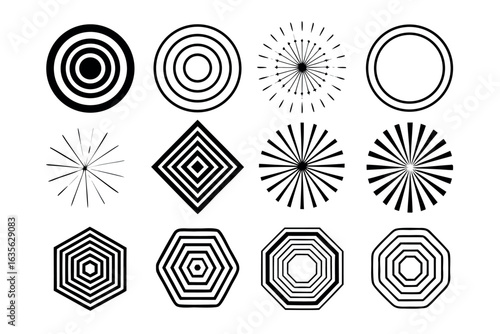 Minimalist geometric shapes collection with primary and secondary colors