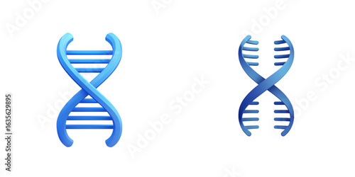 3D Blue DNA helix icon stylized form symbolizing genetics biotechnology molecular science isolated transparent background
