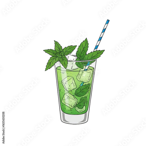 mojito cocktail on white background