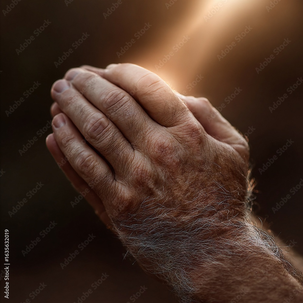 Fototapeta premium A close up of a person's hands with the sun shining through them.