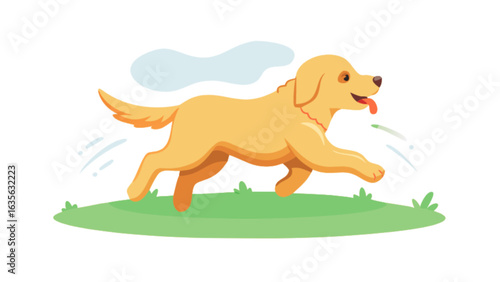 Golden retriever running on grass vector illustration for pet lovers and dog owners design project use case