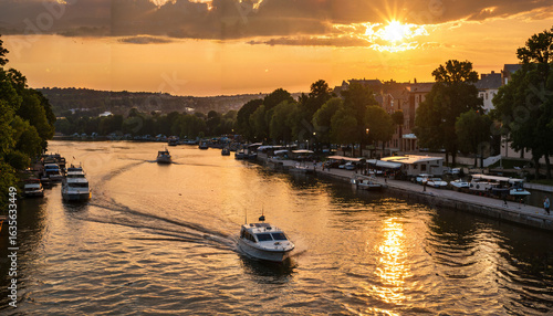 Le soleil se couche sur le canal