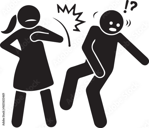 Vector art of woman slapping a man in the face isolated on white background