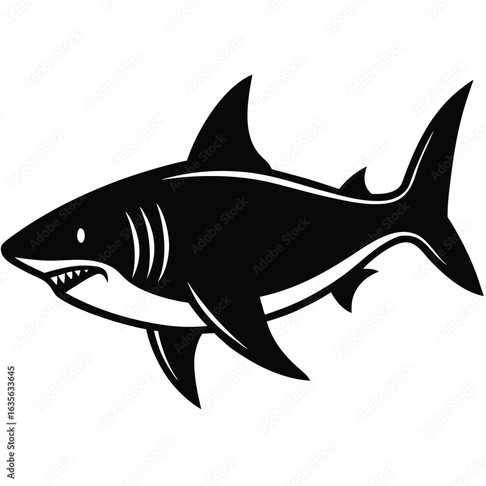 Obraz premium Shark Silhouette Vector Illustration