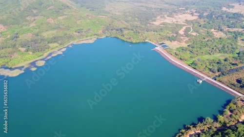 Wallpaper Mural Aerial drone view of a beautiful lake with surrounding hills Torontodigital.ca