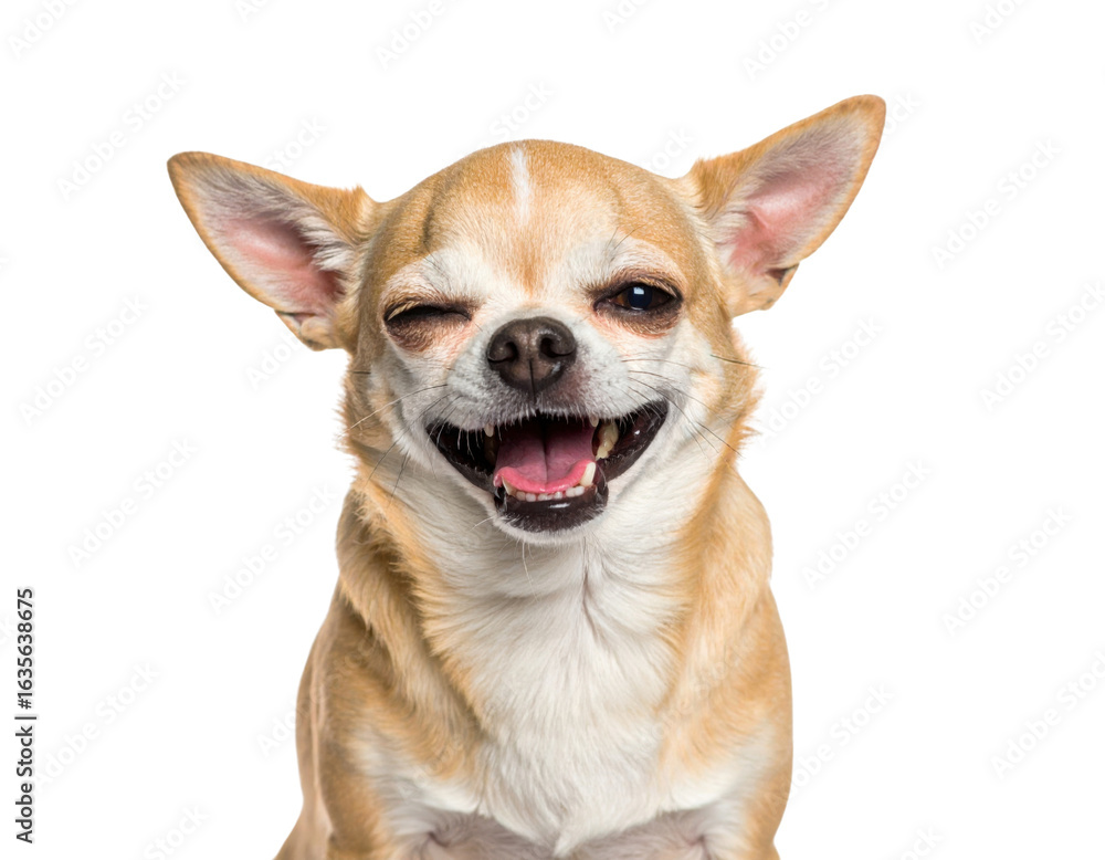 Obraz premium A cheerful Chihuahua with a playful expression, showcasing its personality and charm.
