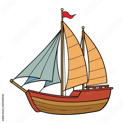A vintage sailboat with classic wooden design, tall masts, and billowing sails glides gracefully across the water, capturing the charm of old-world maritime adventures.
