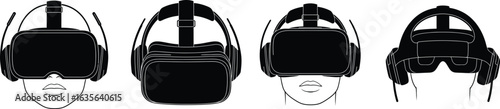 Four different styles of equestrian helmets silhouette