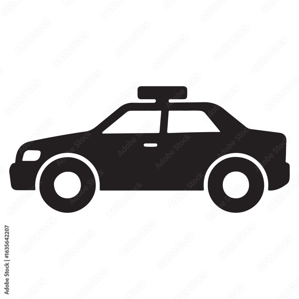 Fototapeta premium Simple Black Silhouette Police Car Icon: Security, Law Enforcement, Safety Symbol