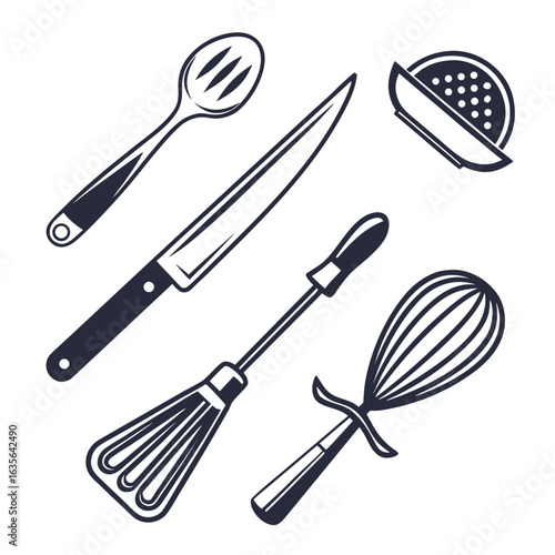 Essential Kitchen Utensils – Cooking Tools, Culinary, Baking, Food Prep, Home Essentials, Flat Lay