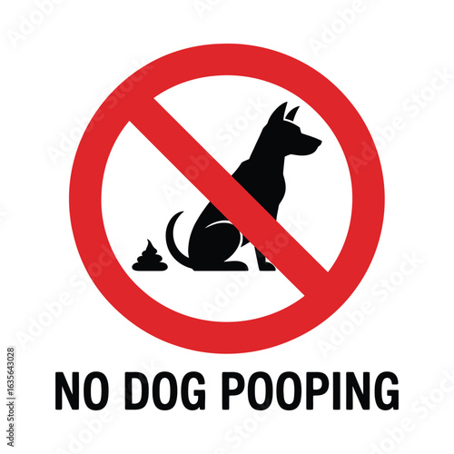 No dog pooping sign with silhouette