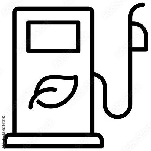 Biofuel Pump Outline Icon Design Vector - Fuel pump with leaf, symbolizing alternative eco-friendly fuel such as biodiesel or ethanol