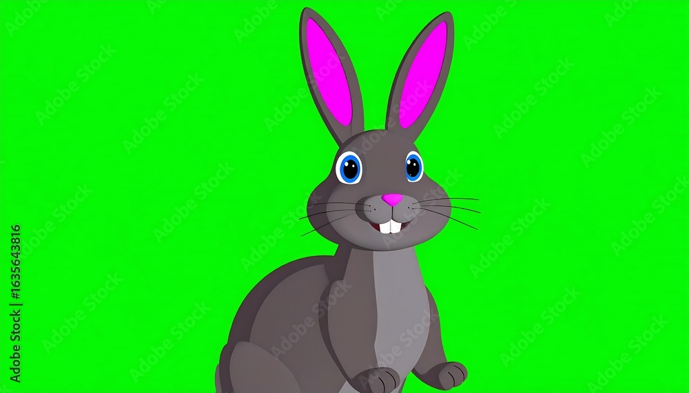 Obraz premium Cartoon rabbit on green screen