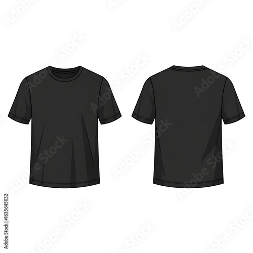 Minimalist Plain Black T-Shirt Front and Back Template