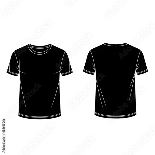 Minimalist Black Crew Neck T-Shirt Mockup Front and Back View