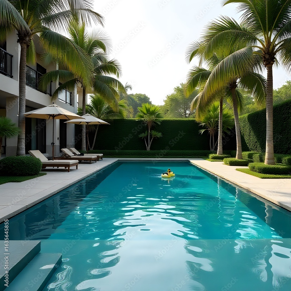 Fototapeta premium swimming pool with palm trees