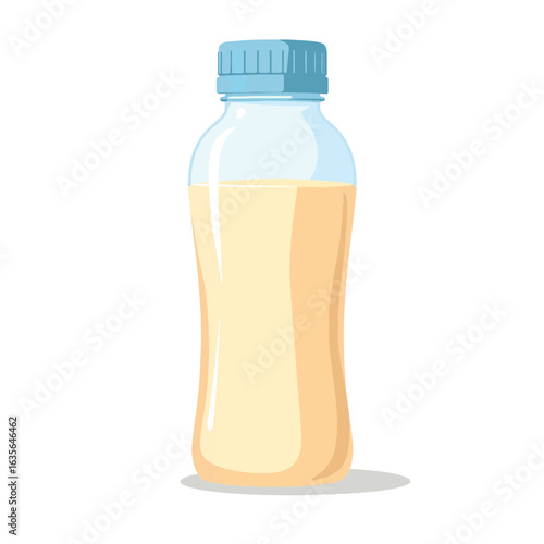 Sleek protein shake bottle showcasing creamy beverage, minimalist design