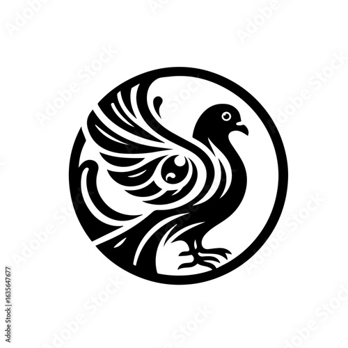Elegant dove illustration isolated on white background, a symbol of peace