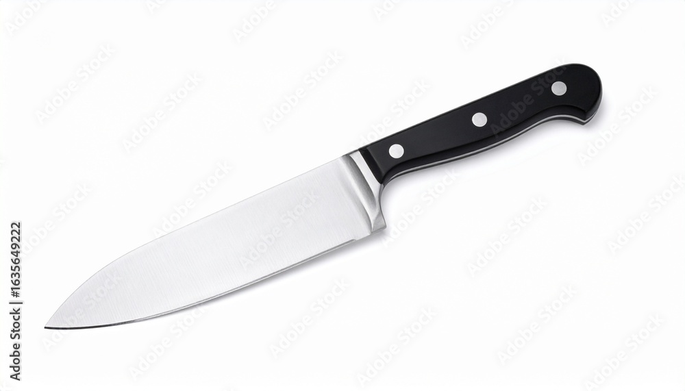 A sharp chef’s knife with a black ergonomic handle, isolated on white—embodying precision, control, and the quiet intensity of culinary craft. A sharp chef’s knife with a black ergonomic handle, isolated on white—embodying precision, control, and the quiet intensity of culinary craft.