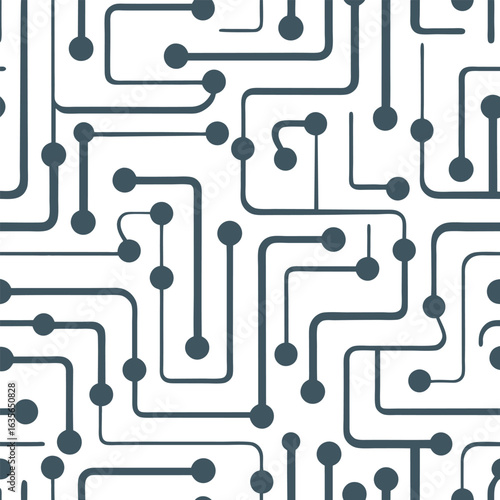 Circuit Board Inspired Seamless Pattern – Technology Vector Background