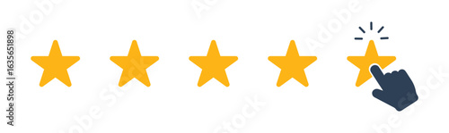 Five stars from customers set icons, rating signs, customer reviews sign, rating service, good client satisfaction, user experience best customer feedback concept