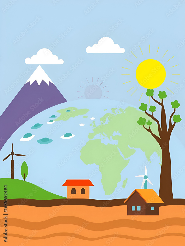 Fototapeta premium Non-renewable sources of energy. Editable vector illustration